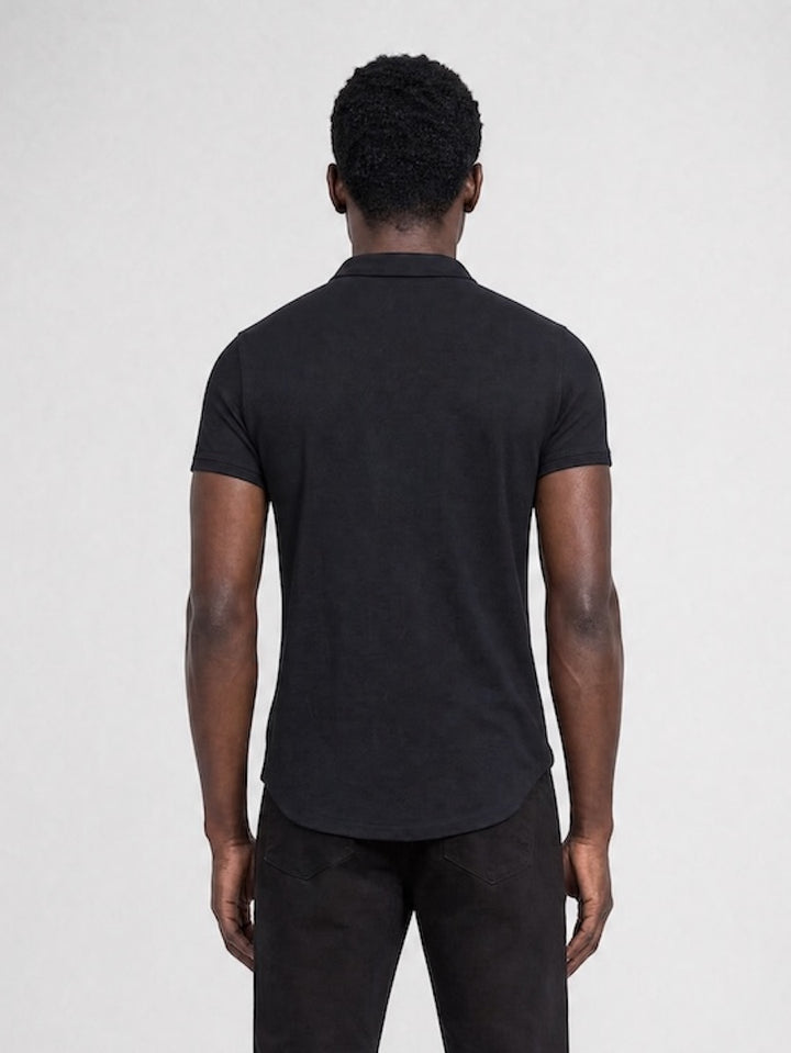 Back profile of MONFRÈRE Bond Polo Noir men&