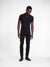 Model wearing monfrère bond polo noir men's black stretch viscose polo shirt