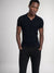 Front profile of monfrère bond polo noir men's black stretch viscose polo shirt