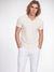 Front profile of monfrère bond polo taupe men's off white ivory stretch viscose polo shirt