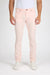 Front profile of MONFRÈRE Brando Coral men's pink stretch twill five pocket slim jean.