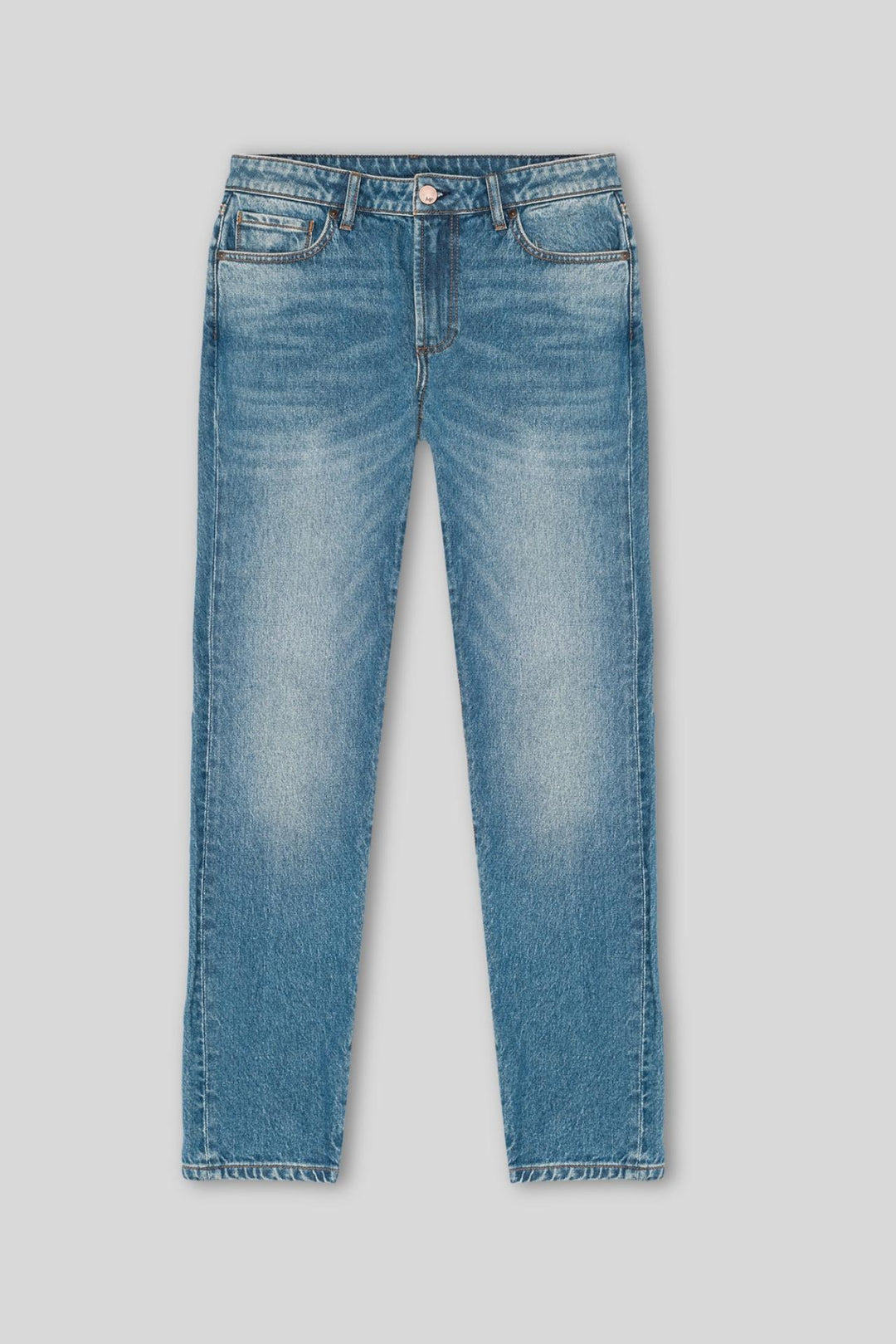 MONFRÈRE Brando Encino men's blue stretch rigid vintage denim five pocket slim jean.