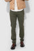 Front profile of MONFRÈRE Brando Parisian Luxe Juniper men's green soft stretch twill five pocket slim jean.