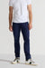 Front profile of MONFRÈRE Brando Parisian Luxe Navy men's blue soft stretch twill five pocket slim jean.