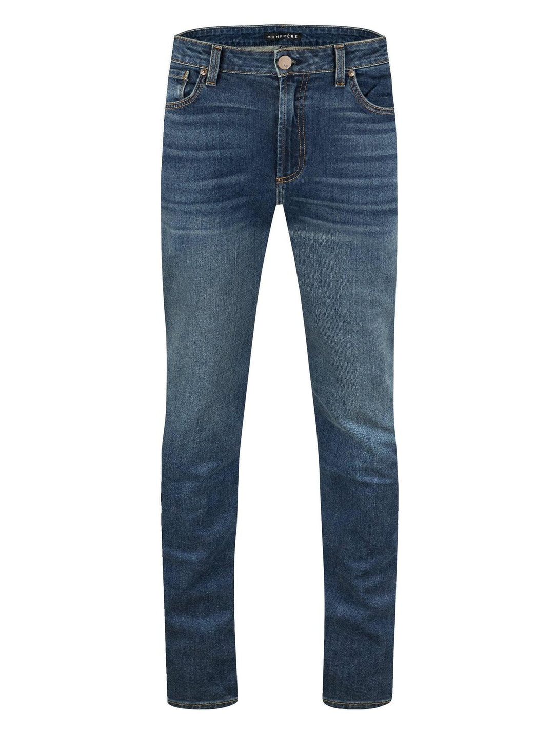 MONFRÈRE Brando Tinted Indigo men's dark blue Japanese stretch denim five pocket slim jean.