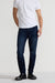 Front profile of MONFRÈRE Brando Vail men's dark blue Japanese stretch denim five pocket slim jean.