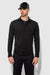 Front profile of MONFRÈRE Cooper Butter Suede Noir men's black soft faux suede stretch fabric button down shirt.