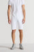 Front profile of MONFRÈRE Cruise Blanc men's white Japanese tencel twill chino short.