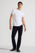 Model wearing MONFRÈRE Dann Blanc men's white stretch jersey knit short sleeve t-shirt.