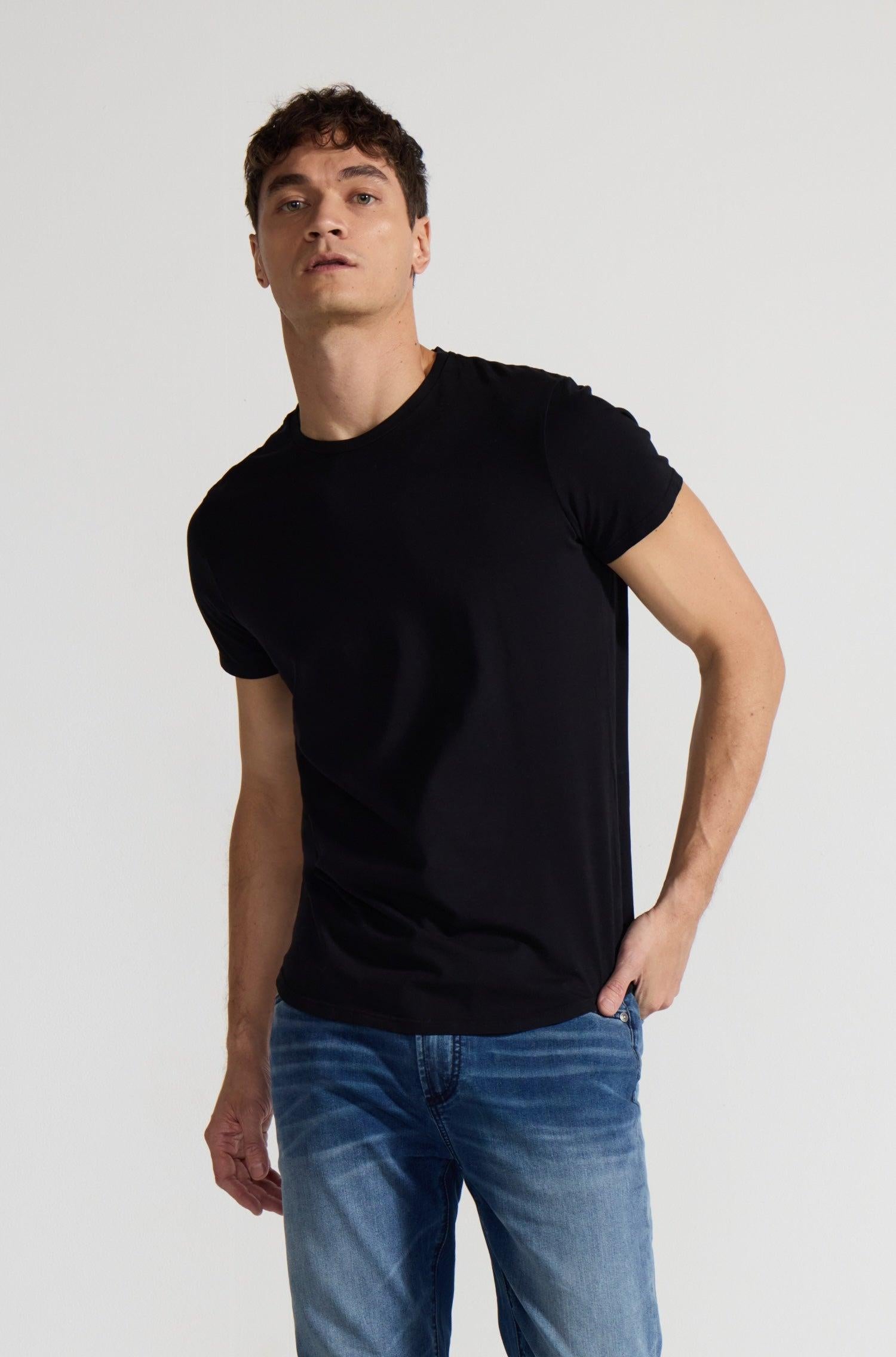Dann Noir Stretch Short Sleeve T-Shirt | MONFRÈRE