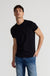 Front profile of MONFRÈRE Dann Noir men's black stretch jersey knit short sleeve t-shirt.