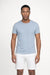 Front profile of monfrère dann steel blue men's light blue stretch jersey knit short sleeve t shirt