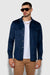 Front profile of MONFRÈRE Eastwood Butter Suede Navy men's blue soft faux suede stretch fabric western shirt.