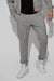 Front profile of MONFRÈRE Noah Butter Suede Cool Grey men's blue soft faux suede stretch fabric sweatpant jogger.