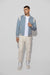 Model wearing MONFRÈRE Noah Butter Suede Ivory men's off white ivory soft faux suede stretch fabric sweatpant jogger.